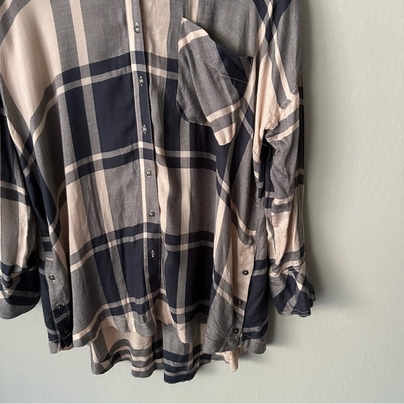 Free People Oversized Flannel Button Down Long Sleeve Shirt Western Fall Small - Picture 4 of 12
